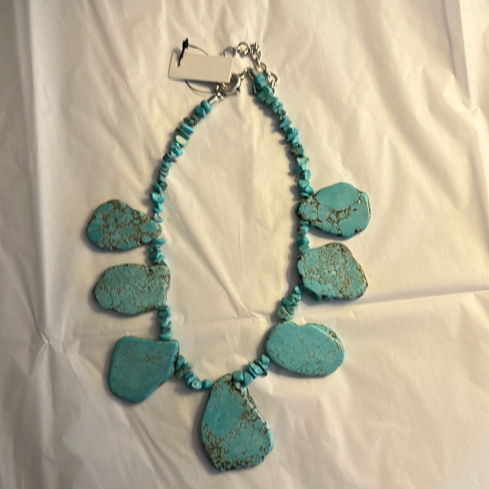Chico’s Turquoise Howlite Stone Bib Necklace